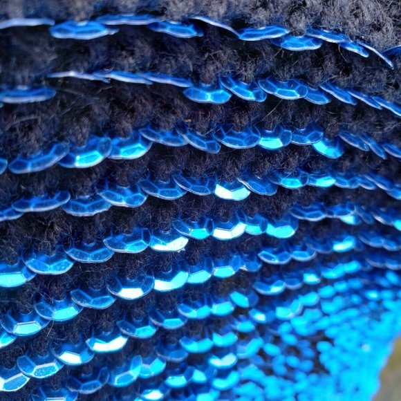 Vintage VALENTI Sequin & Knit Top black blue - Picture 8 of 10